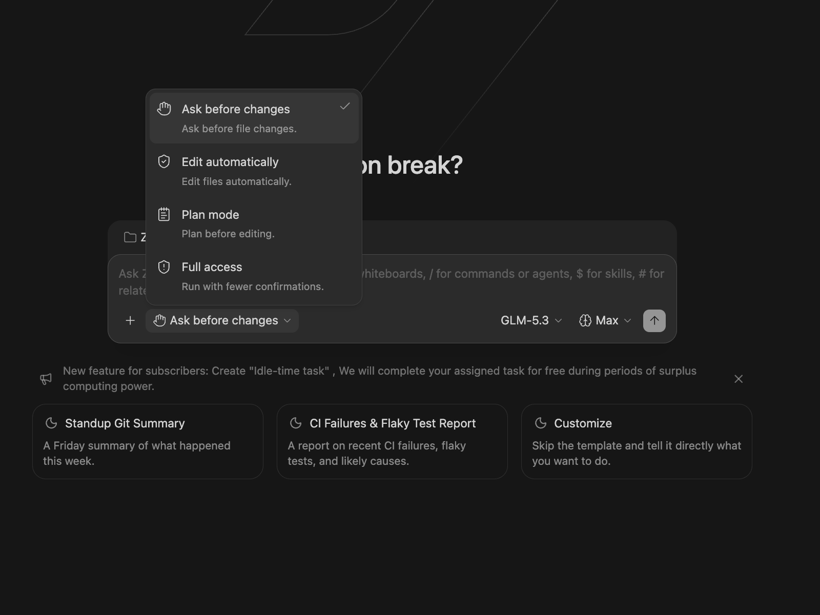 ZCode Agent execution modes